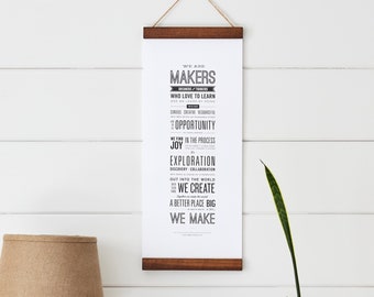 Maker Manifesto Poster - 9 x 24" / Digital Download  / Inspirational classroom decoration, motivational maker space poster, printable quote