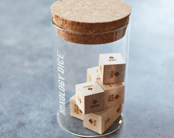 Mixology Dice® Tumbler // Laser engraved wood dice to inspire craft cocktails / gifts for the mixologist, bartender gift, gift for men