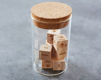 Foodie Dice® Seasonal Dinners Tumbler // Laser engraved wood dice for cooking ideas // Fathers Day gift, foodie gift, birthday gift for mom