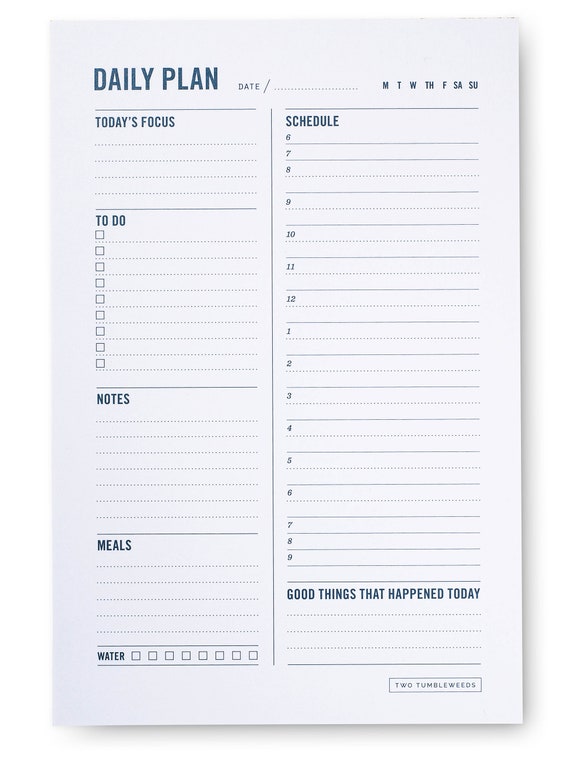 To Do List Desk Planner Meal Plan Undated Time Table Notes Pad 2018 Planner Desk Planner DAILY PLAN PAD Monthly Schedule