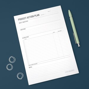 Project Planner Pad // Planning Notepad with Goals, Action Items, & Notes - 7x 10" - School supplies, office supplies, productivity