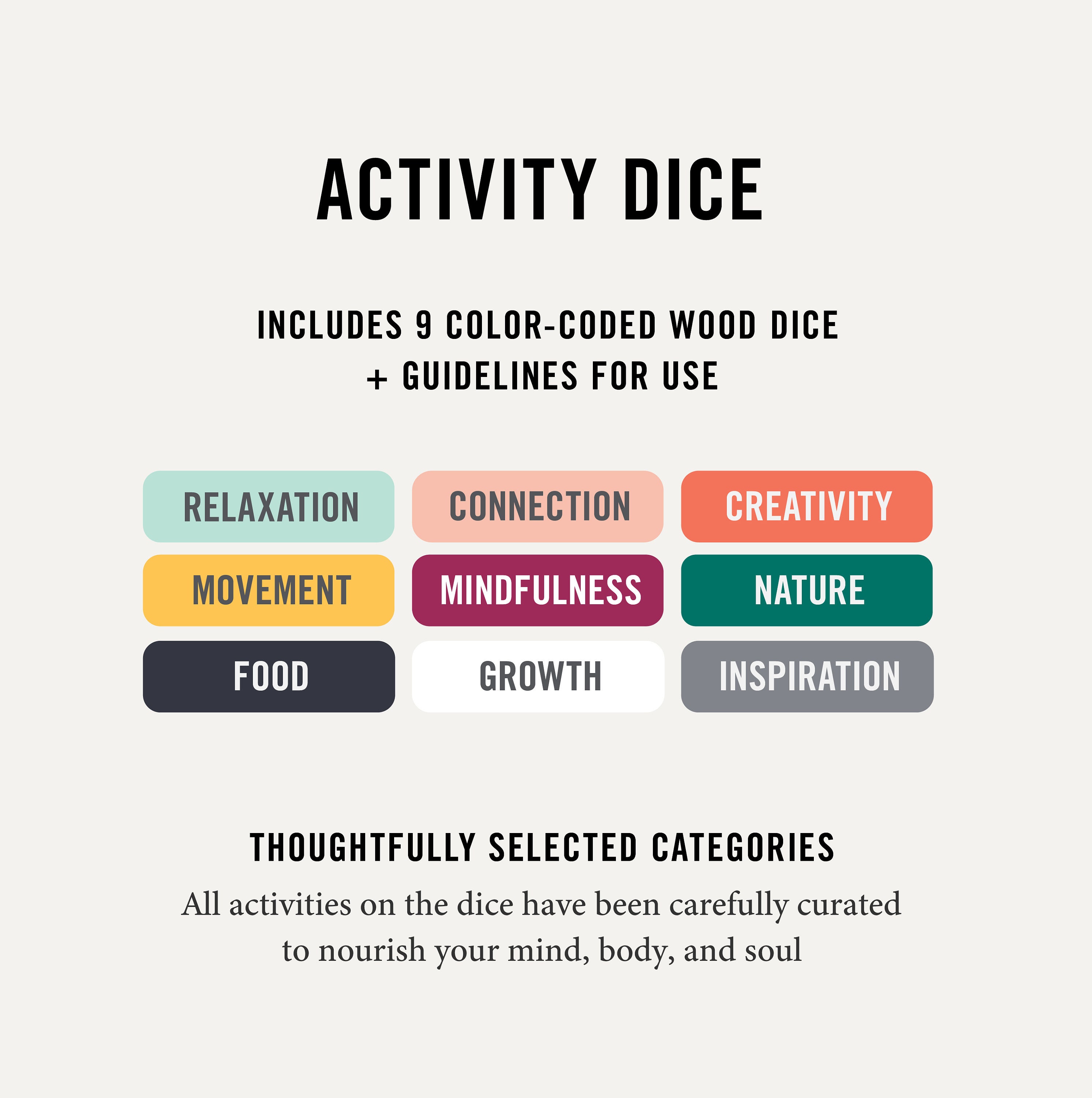 Mood-boosting Activity Dice // Non-digital Activities that Increase Well-being and Happiness / Unique gift, therapist tools, digital detox