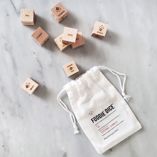Foodie Dice® Seasonal Dinners Pouch - Laser engraved dice for cooking ideas / Foodie gift, birthday gift, gift for her, date night