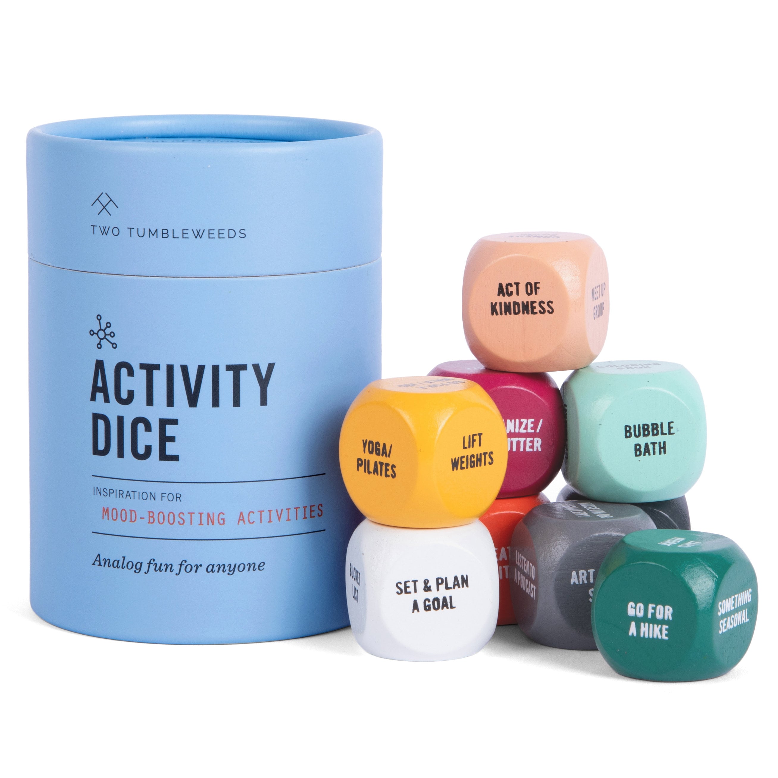 Mood-boosting Activity Dice // Non-digital Activities that Increase Well-being and Happiness / Unique gift, therapist tools, digital detox