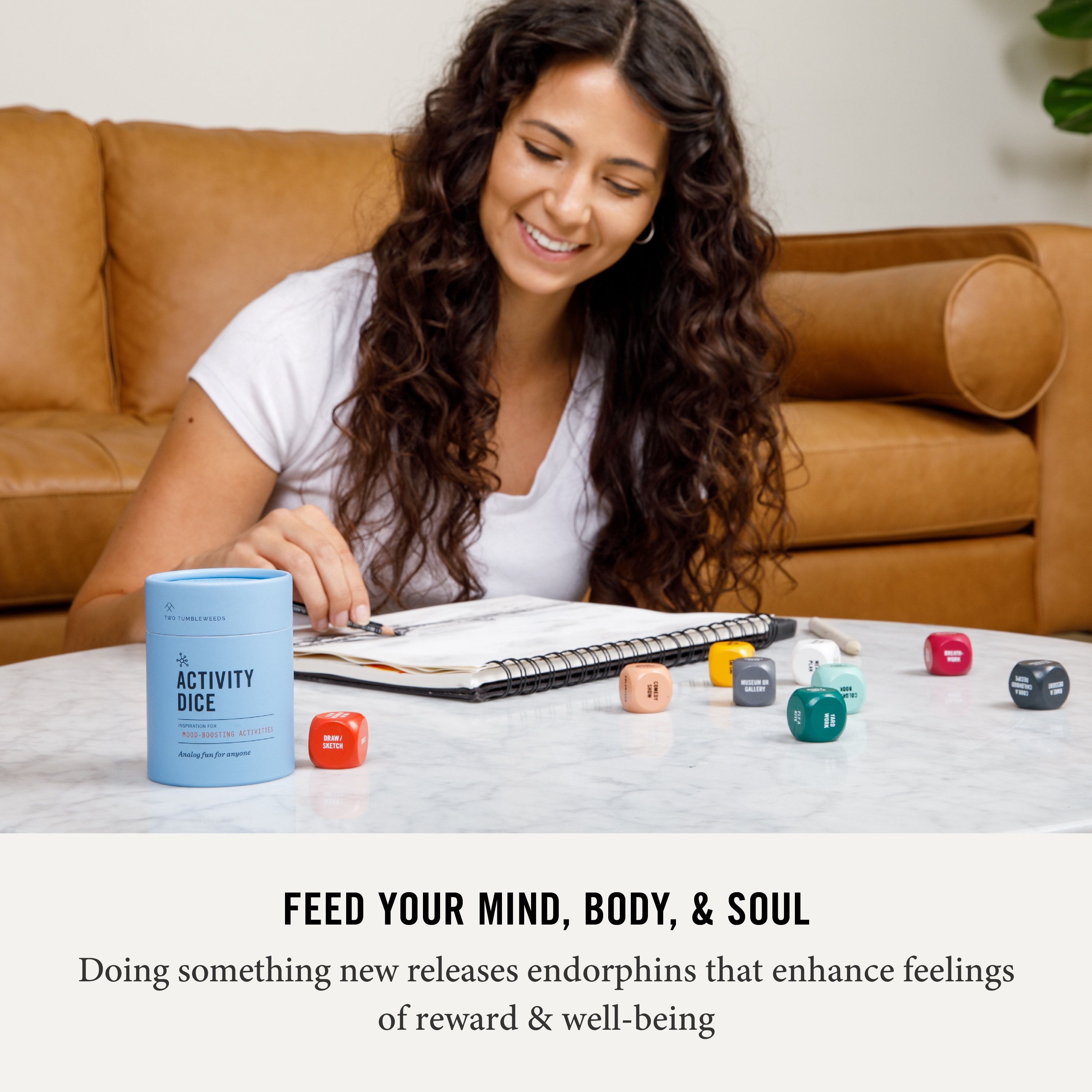 Mood-boosting Activity Dice // Non-digital Activities that Increase Well-being and Happiness / Unique gift, therapist tools, digital detox