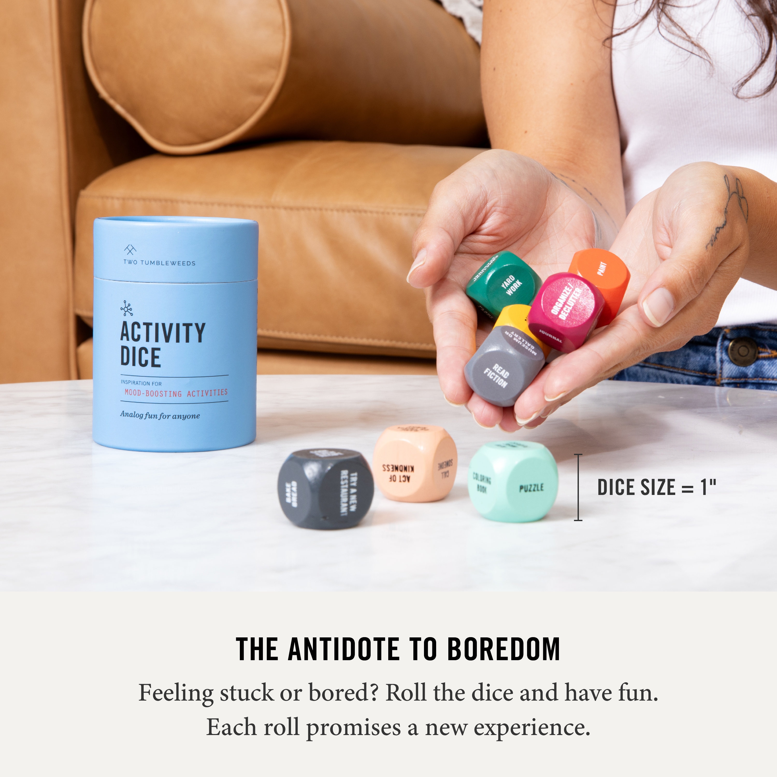 Mood-boosting Activity Dice // Non-digital Activities that Increase Well-being and Happiness / Unique gift, therapist tools, digital detox