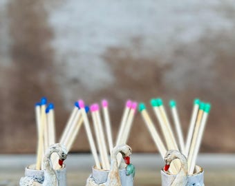 Swan Ceramic Match Pot