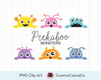 Cute Monster Clipart Little Monster Clip Art Funny Silly Peekaboo Monster Clipart Kid Children Fluffy Friendly Monster Clipart Clip Art