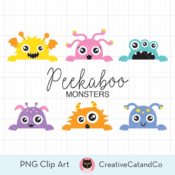 Niedliche Monster Clipart kleine Monster Clip Art lustige Silly Peekaboo Monster Clipart Kinder Kinder flauschige freundliche Monster Clipart Clip Art