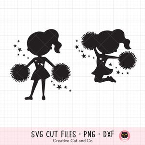 Cheerleader Silhouette SVG-DXF-Dateien für Cricut und Silhouette, springen Cheerleader geschnitten Datei svg dxf, kommerzielle Nutzung