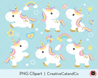 Unicorn Clipart Gold Unicorn Clip Art Pony Horse Rainbow Clipart Cute Baby Unicorn Little Horse Clipart Digital Instant Download