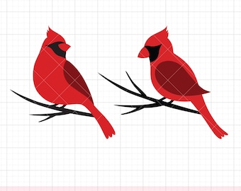 Red Cardinal SVG PNG DXF Clipart | Holoday Cardinal Birds on Tree Branch Cut Files for Christmas, Memorial and Remembrance Crafts