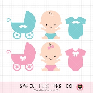男の子 女の子 SVG 男の子 女の子 シャワー ドレス 服 ベビーカー SVG ベクター EPS カット ファイル Cricut クリップアート 商用利用