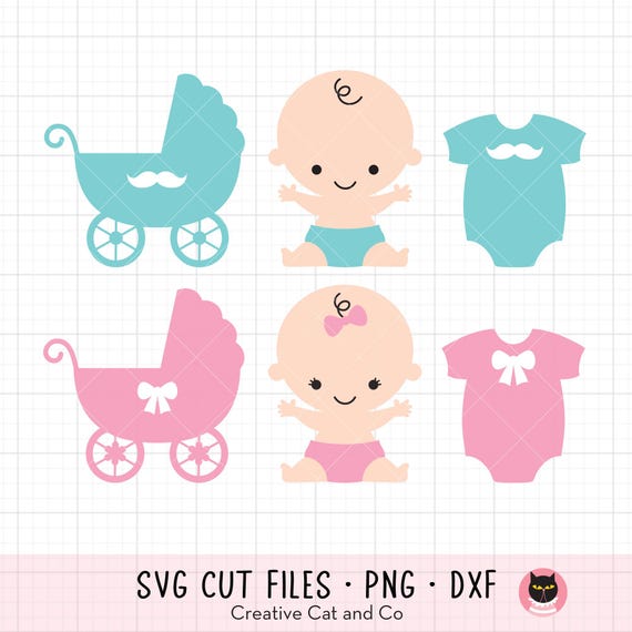 Baby Boy Girl SVG PNG Baby Boy Girl Shower Dress Clothes Stroller