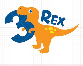 Three Rex SVG PNG, 3 Rex Svg, 3Rd Birthday Svg, T Rex Dinosaur Three Year Old Baby Boy Birthday T Shirt DXF Cut files for Cricut