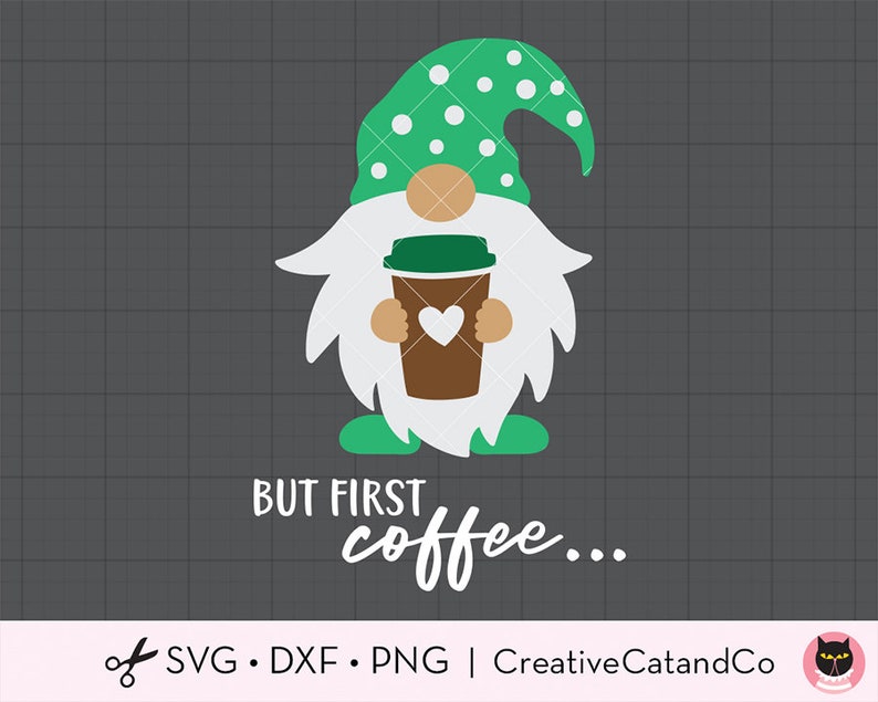 Download Gnome with Coffee Svg But First Coffee Svg Gnome Holding | Etsy