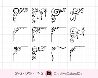 Corner Frame SVG Bundle, Decorative Corner Frame Svg, Page Corner, Ornamental Corner Svg, Vintage Corner Frame Svg Dxf Png Cut Files Cricut