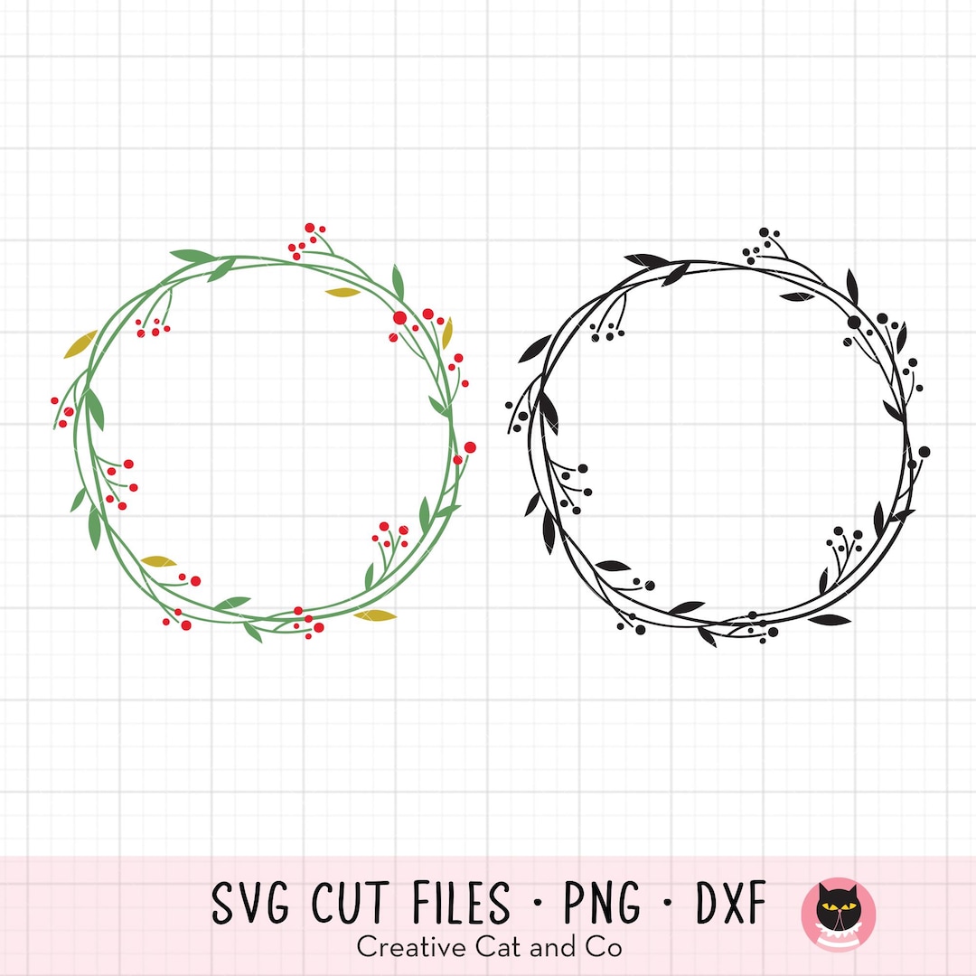 Christmas Wreath Silhouette SVG DXF, Holly Berry Wreath Frame ...