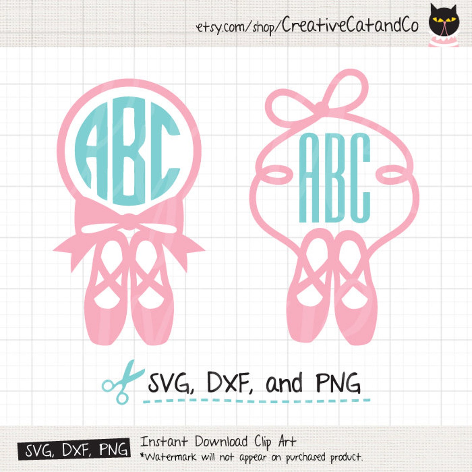 ballet shoe monogram frame svg files for cricut or silhouette pointe shoe monogram frame svg dxf cut file clipart clip art set