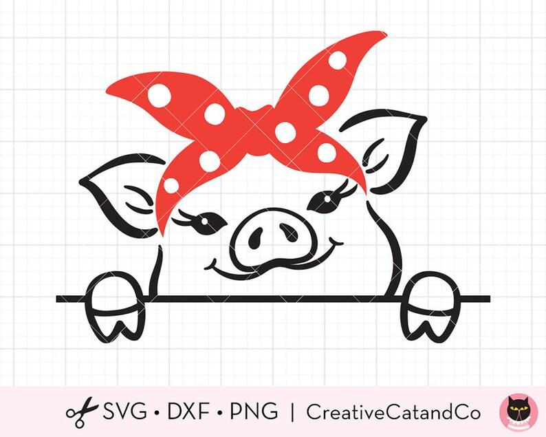 Download Pig Peekaboo SVG DXF Cute Little Pig with Red Bandana ...
