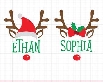 Rentier SVG PNG DXF Weihnachten Rentier Gesicht mit Weihnachtsmütze Süß Rudolf rote Nase Rentier Gesicht Junge und Mädchen svg dxf Dateien Cricut Silhouette