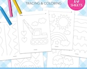 Tracing Worksheets Bundle PDF | Preschool Tracing & Coloring Pages | Printable Activities for Kids | US Letter and A4 Pages