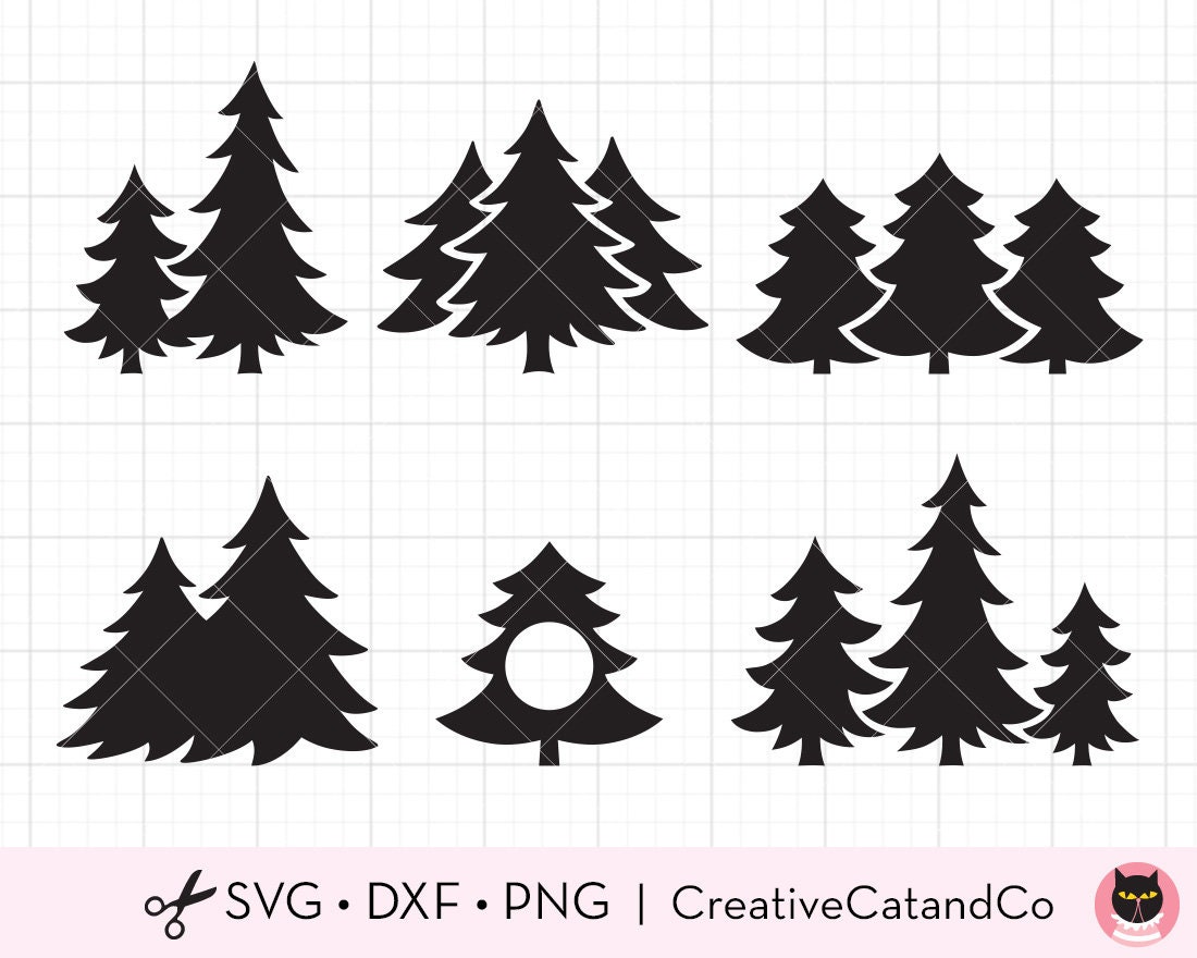 Christmas Tree Silhouette Shape Svg Bundle Group of Etsy