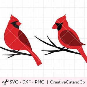 Red Cardinal Birds SVG Memorial Winter Christmas Red Cardinals on Tree Branches Svg Dxf Cut Files for Cricut PNG Clipart