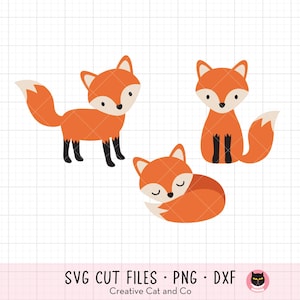 Fox SVG DXF-bestanden voor Cricut of Silhouette schattige slapende vos svg dxf gesneden bestand Fox Cricut clipart illustraties