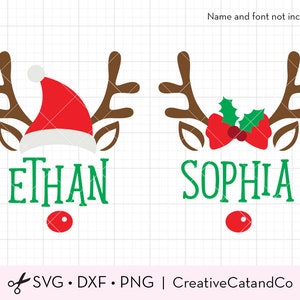Download Reindeer Svg Dxf Christmas Reindeer Face With Santa Hat Cute Etsy
