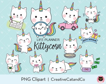 Caticorn Clipart Caticorn Planner Clipart Cat Unicorn Planner Clipart Cute Cat Unicorn Digital Planner Sticker Kittycorn Clipart Clip Art