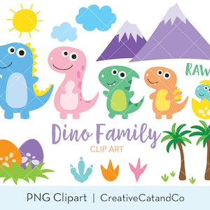 Süße Dinosaurier Familie PNG Clipart - Mama, Papa, Baby Dino & Ei Illustration - Kinder Cartoon digitaler Download