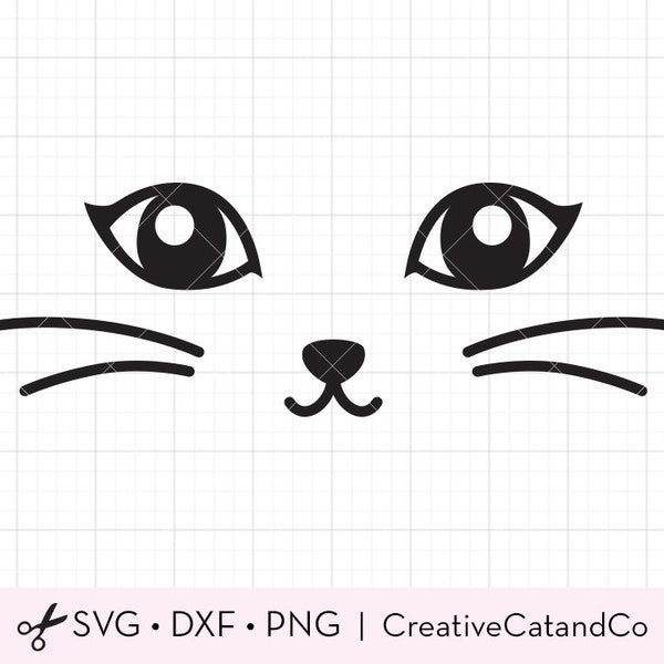 Cat Face SVG DXF Cat Eyes svg dxf File for Cricut and Silhouette Cute Cat Face svg Cat Face Silhouette svg dxf Cut File Clipart Clip Art