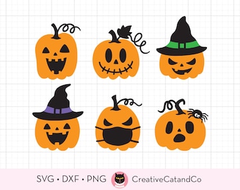 Halloween Pumpkin Svg Png, Jack O Lantern Svg, Cute Pumpkin Halloween Face, Pumpkin Witch Hat, Cute Halloween Pumpkin, Svg Dxf Png Clipart