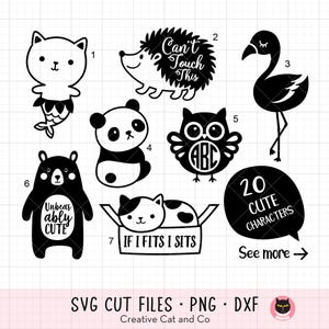 SVG Bundle Cute Baby Animal SVG DXF Bundle Unicorn Mermaid Dinosaur ...
