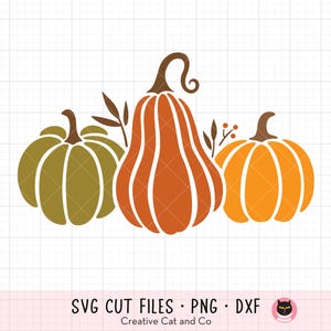 Three Pumpkins SVG PNG, Fall Thanksgiving Harvest Pumpkins Svg, Three Pumpkins Png Clipart, Autumn Fall Harvest