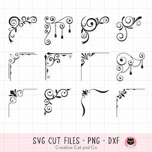 Corner Frame SVG PNG Bundle, Decorative Corner Frame Svg, Page Corner, Ornamental Corner Svg, Vintage Corner Frame Svg Dxf Cut Files Cricut