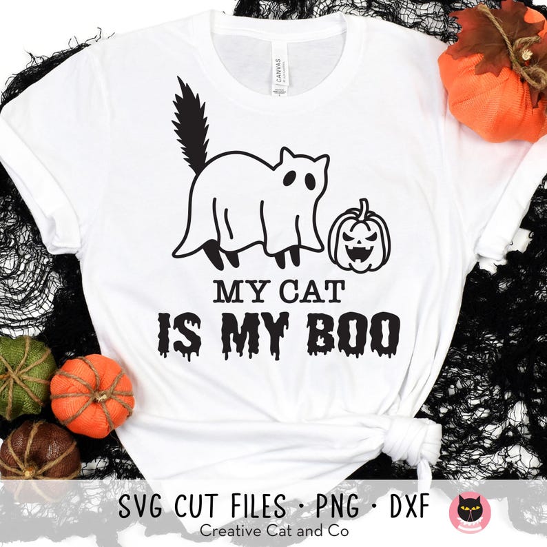 Cat and Dog Halloween SVG PNG DXF Duo | My Cat is My Boo and My Dog is ...