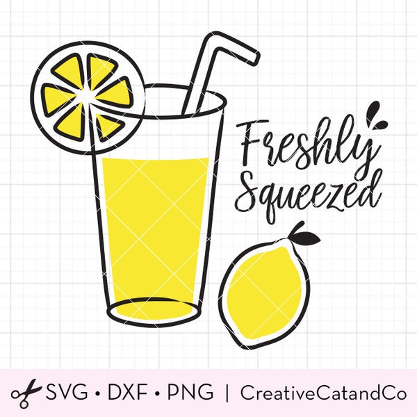 Lemonade Stand Sign SVG DXF Summer Freshly Squeezed Lemonade Glass Lemon svg dxf Cut Files for Cricut Commercial Use