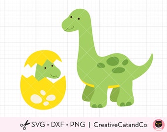 Dinosaur SVG  Baby Brontosaurus Dinosaur Egg SVG DXF Cut Files for Cricut or Silhouette Clipart Clip Art