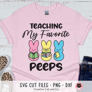 Ich unterrichte meine Lieblings-Peeps Svg, Lehrer Ostern Png, Svg, niedliche Osterhasen-Studenten mit Büchern, Svg Cut Files, Png, Cricut, Sublimation