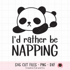 Ik zou liever slapen Panda SVG DXF schattige grappige slapende baby Panda svg dxf bestanden knippen voor commercieel gebruik Cricut clipart