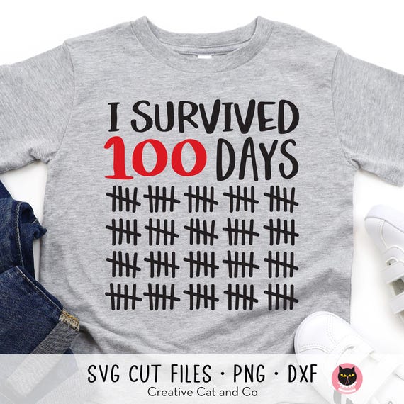 I Survived 100 Days Svg Png, Boy 100 Days of School SVG, 100th Day of School Svg, Tally Marks, Funny Boy Shirt Design, Svg File for Cricut