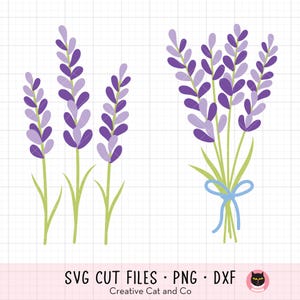 Lavendel SVG PNG Graveerbare lavendel bos boeket bundel Svg Dxf Cut-bestanden voor Cricut PNG Clipart
