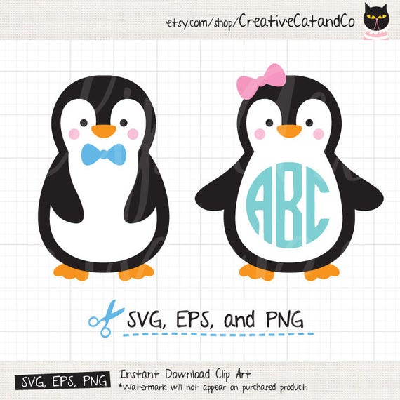 Download Penguin SVG File Penguin Monogram svg File for Cricut or ...