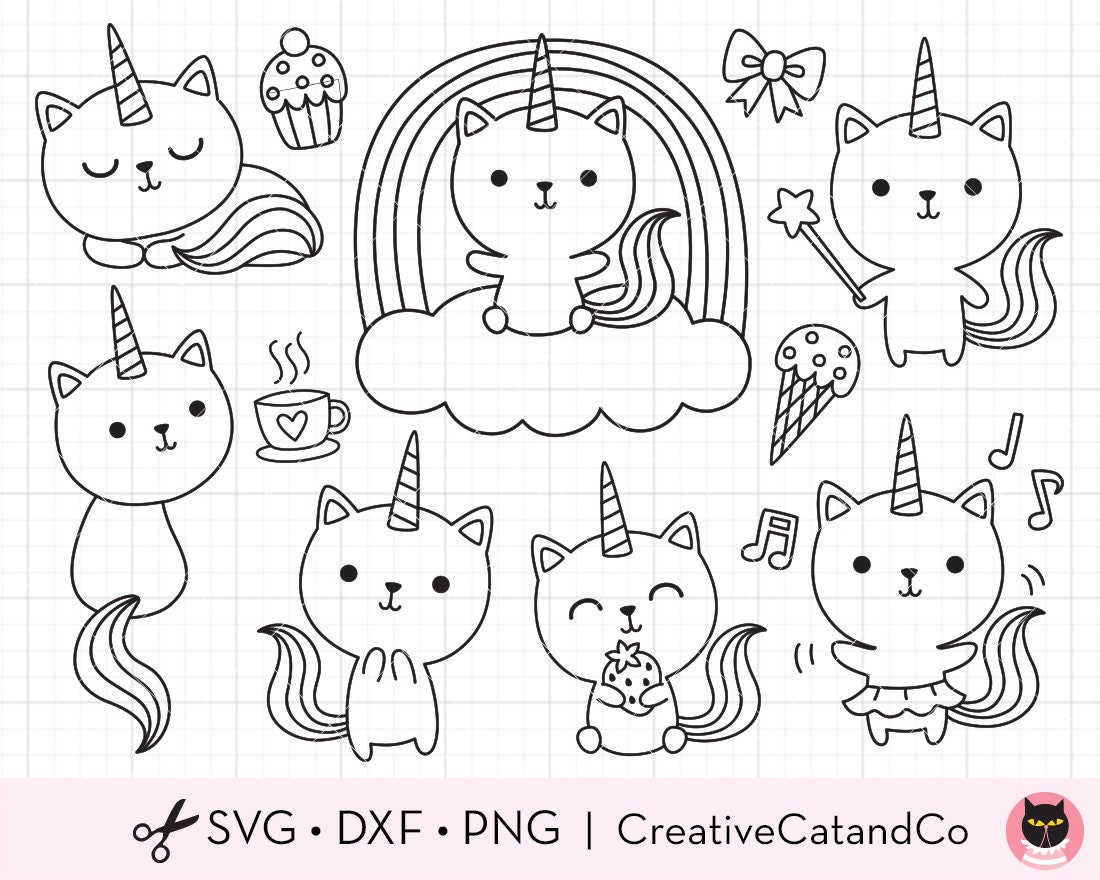 Unicorn Beautiful Cat Icon Coloring Page Graphic by eyeaglestudio