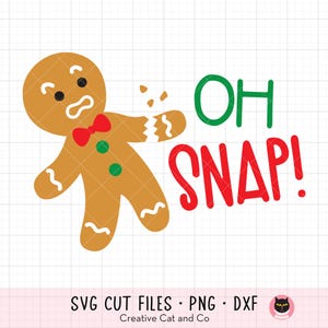 Funny Gingerbread Snap SVG PNG DXF | Kid Christmas Shirt Design | Cute Cookie with Broken Arm Clipart for Holiday Crafts and Gifts