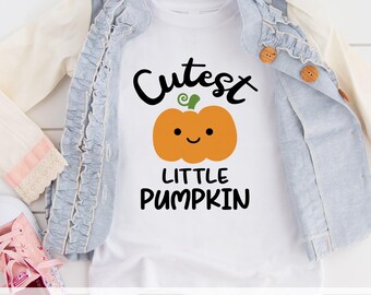 Calabaza pequeña más linda SVG PNG DXF / Diseño de camiseta de Acción de Gracias para bebés y niños pequeños / Linda calabaza regordeta Archivo de corte Cricut y clipart de sublimación