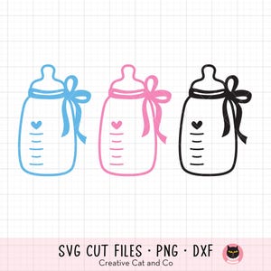 Milk Bottle SVG PNG Clipart - Cute Baby Shower Illustrations, Minimal Style, Blue, Pink, Boy, Girl, Kawaii Drawing, Cricut Cut File, DXF