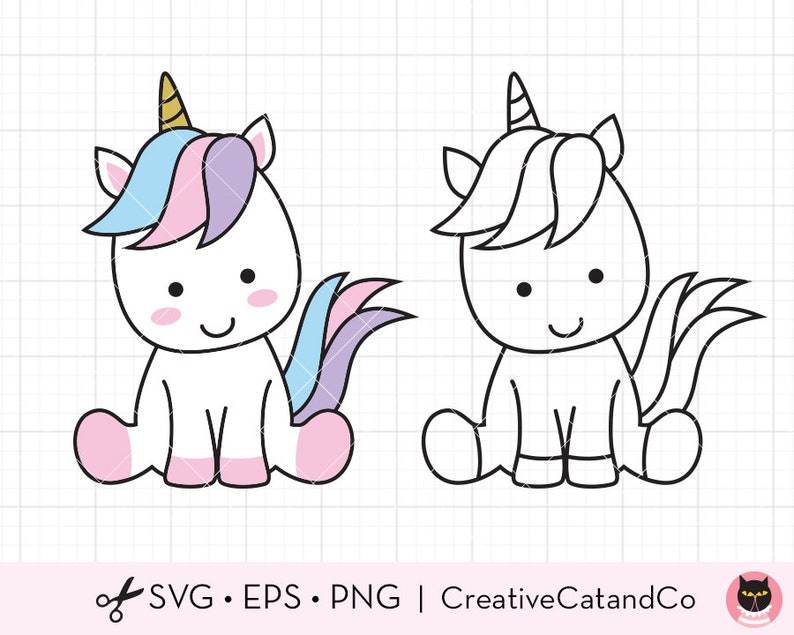 Download Cute Baby Unicorn SVG EPS Files for Cricut or Silhouette ...